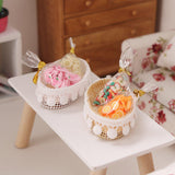 Maxbell 2x Dollhouse Storage Basket Miniature 1/12 Accs for 3-6 Years Old Children