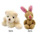 Maxbell 1.97inch Mini Joint Bear and Rabbit Plush Toy 1:12 Dollhouse Decor Toys