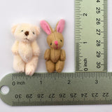 Maxbell 1.97inch Mini Joint Bear and Rabbit Plush Toy 1:12 Dollhouse Decor Toys