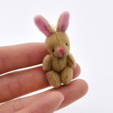 Maxbell 1.97inch Mini Joint Bear and Rabbit Plush Toy 1:12 Dollhouse Decor Toys