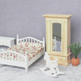 Maxbell 2 PCS Wood Miniature Wardrobe Mirror Closet for 1:12 Dollhouse Furniture Set