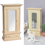 Maxbell 2 PCS Wood Miniature Wardrobe Mirror Closet for 1:12 Dollhouse Furniture Set