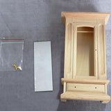 Maxbell 2 PCS Wood Miniature Wardrobe Mirror Closet for 1:12 Dollhouse Furniture Set