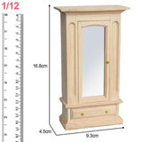 Maxbell 2 PCS Wood Miniature Wardrobe Mirror Closet for 1:12 Dollhouse Furniture Set