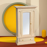 Maxbell 2 PCS Wood Miniature Wardrobe Mirror Closet for 1:12 Dollhouse Furniture Set