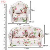 Maxbell 1/12 Dollhouse Miniature Sofa Life Scene Props for Photo Props 2+1 Seat