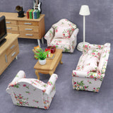 Maxbell 1/12 Dollhouse Miniature Sofa Life Scene Props for Photo Props 2+1 Seat