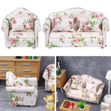 Maxbell 1/12 Dollhouse Miniature Sofa Life Scene Props for Photo Props 2+1 Seat