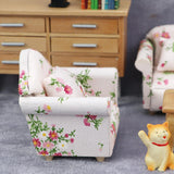 Maxbell 1/12 Dollhouse Miniature Sofa Life Scene Props for Photo Props 2+1 Seat