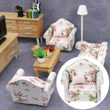 Maxbell 1/12 Dollhouse Miniature Sofa Life Scene Props for Photo Props 2+1 Seat