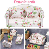 Maxbell 1/12 Dollhouse Miniature Sofa Life Scene Props for Photo Props 2+1 Seat