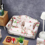 Maxbell 1/12 Dollhouse Miniature Sofa Life Scene Props for Photo Props 2+1 Seat