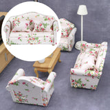 Maxbell 1/12 Dollhouse Miniature Sofa Life Scene Props for Photo Props 2+1 Seat