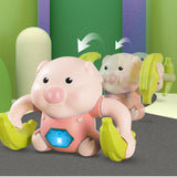Maxbell 2pcs Electric Tumbling Pig Baby Sing Music Toy Voice Control Cute Design