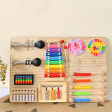 Maxbell Abacus Busy Board Counting Sensory Toy Wooden for Preschool Red