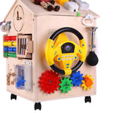 Maxbell Abacus Busy Board Counting Sensory Toy Wooden for Preschool Red