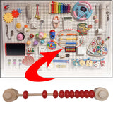 Maxbell Abacus Busy Board Counting Sensory Toy Wooden for Preschool Red