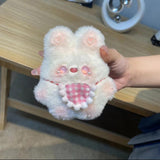 Maxbell DIY Bib Rabbit Keychain Cute Comfort Squeak Rabbit for Holiday Handbag Decor Material Package