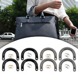 Maxbell 4x2Pcs U Shaped Purse Handles DIY Bag Strap with Metal Buckles Handbag Handles Black Gold Buckle