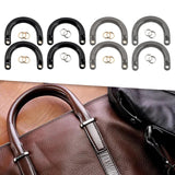 Maxbell 2x2Pcs U Shaped Purse Handles DIY Bag Strap with Metal Buckles Handbag Handles Black Gold Buckle