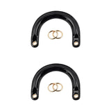 Maxbell 4x2Pcs U Shaped Purse Handles DIY Bag Strap with Metal Buckles Handbag Handles Black Gold Buckle