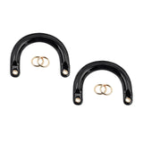 Maxbell 2x2Pcs U Shaped Purse Handles DIY Bag Strap with Metal Buckles Handbag Handles Black Gold Buckle