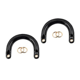 Maxbell 3x2Pcs U Shaped Purse Handles DIY Bag Strap with Metal Buckles Handbag Handles Black Gold Buckle