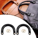 Maxbell 2x2Pcs U Shaped Purse Handles DIY Bag Strap with Metal Buckles Handbag Handles Black Gold Buckle