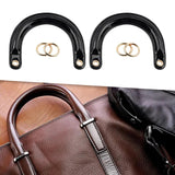 Maxbell 2x2Pcs U Shaped Purse Handles DIY Bag Strap with Metal Buckles Handbag Handles Black Gold Buckle
