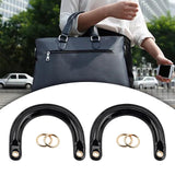 Maxbell 4x2Pcs U Shaped Purse Handles DIY Bag Strap with Metal Buckles Handbag Handles Black Gold Buckle