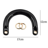 Maxbell 2x2Pcs U Shaped Purse Handles DIY Bag Strap with Metal Buckles Handbag Handles Black Gold Buckle