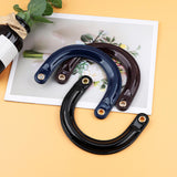 Maxbell 4x2Pcs U Shaped Purse Handles DIY Bag Strap with Metal Buckles Handbag Handles Black Silver Buckle