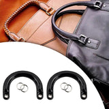 Maxbell 3x2Pcs U Shaped Purse Handles DIY Bag Strap with Metal Buckles Handbag Handles Black Silver Buckle