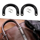 Maxbell 4x2Pcs U Shaped Purse Handles DIY Bag Strap with Metal Buckles Handbag Handles Black Silver Buckle