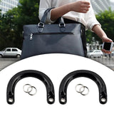Maxbell 2x2Pcs U Shaped Purse Handles DIY Bag Strap with Metal Buckles Handbag Handles Black Silver Buckle