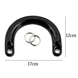 Maxbell 2x2Pcs U Shaped Purse Handles DIY Bag Strap with Metal Buckles Handbag Handles Black Silver Buckle