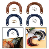 Maxbell 2xPU Leather Handles D Shaped Handle Replacement for Wallet Shoulder Bags Tote Brown Golden Buckle