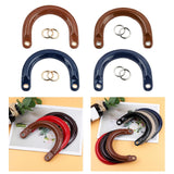 Maxbell 3xPU Leather Handles D Shaped Handle Replacement for Wallet Shoulder Bags Tote Brown Golden Buckle