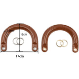 Maxbell 3xPU Leather Handles D Shaped Handle Replacement for Wallet Shoulder Bags Tote Brown Golden Buckle