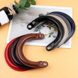 Maxbell 4xPU Leather Handles D Shaped Handle Replacement for Wallet Shoulder Bags Tote Brown Golden Buckle
