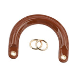 Maxbell 2xPU Leather Handles D Shaped Handle Replacement for Wallet Shoulder Bags Tote Brown Golden Buckle