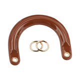 Maxbell 2xPU Leather Handles D Shaped Handle Replacement for Wallet Shoulder Bags Tote Brown Golden Buckle