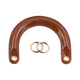 Maxbell 3xPU Leather Handles D Shaped Handle Replacement for Wallet Shoulder Bags Tote Brown Golden Buckle