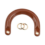 Maxbell 4xPU Leather Handles D Shaped Handle Replacement for Wallet Shoulder Bags Tote Brown Golden Buckle