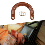 Maxbell 4xPU Leather Handles D Shaped Handle Replacement for Wallet Shoulder Bags Tote Brown Golden Buckle