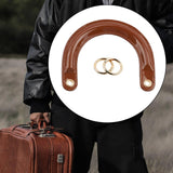 Maxbell 3xPU Leather Handles D Shaped Handle Replacement for Wallet Shoulder Bags Tote Brown Golden Buckle
