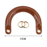 Maxbell 4xPU Leather Handles D Shaped Handle Replacement for Wallet Shoulder Bags Tote Brown Golden Buckle
