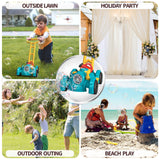 Maxbell Bubble Lawn Mower Automatic Bubble Maker for Party Supplies Outdoor New Year blue and green