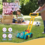 Maxbell Bubble Lawn Mower Automatic Bubble Maker for Party Supplies Outdoor New Year blue and green