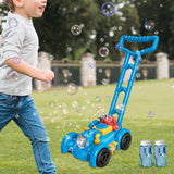 Maxbell Bubble Lawn Mower Automatic Bubble Maker for Party Supplies Outdoor New Year blue